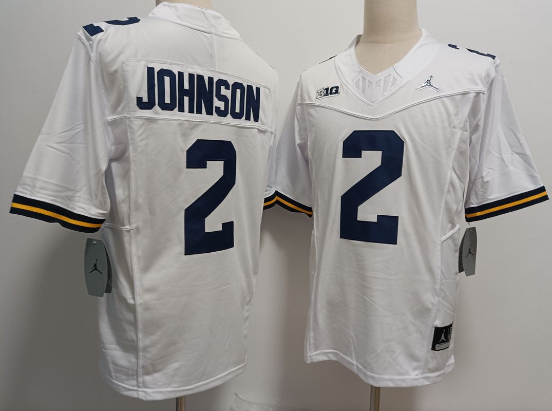 Men Michigan Wolverines 2 Johnson White 2025 NCAA Jersey